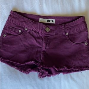 Topshop plum colored low waisted shorts